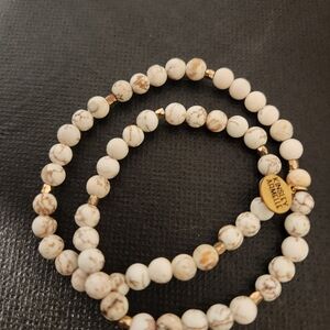 White and Gold Beaded Bracelet
